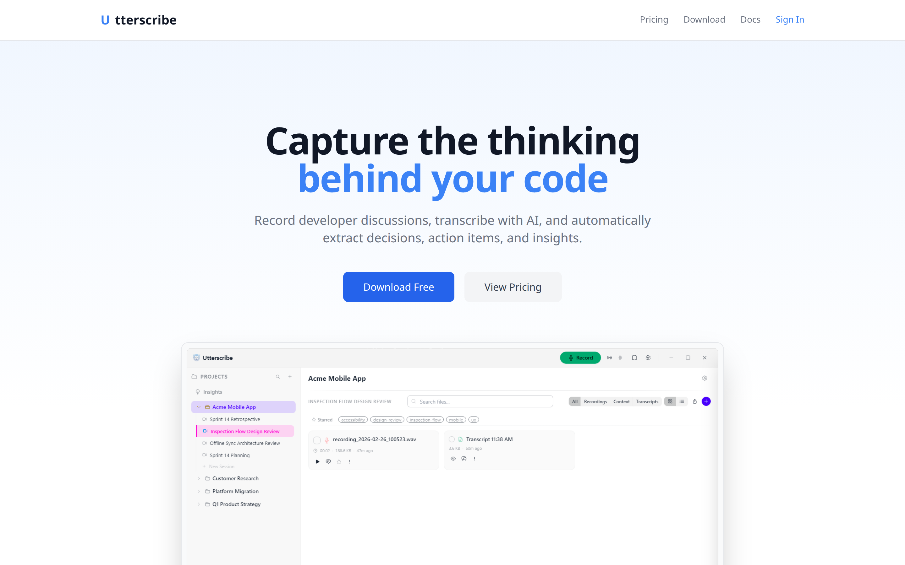 Utterscribe screenshot